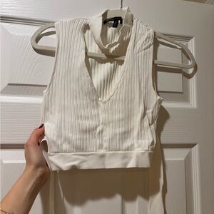 BCBGMaxAzria White Sleeveless Blouse